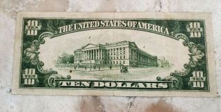 1934 A $10 Dollar Federal Reserve Note Chicago Bill Currency 3