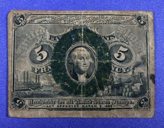 1863 U.  S.  5 Cent Fractional Currency Note (2nd Issue) Washington Fr 1232
