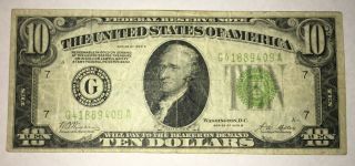 1928 B $10.  00 Pay Bearer Gold On Demand Bill Green Seal