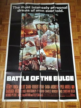 Henry Fonda,  Robert Shaw Battle Of The Bulge 1965 Wb Roadshow Two Sheet