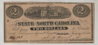 $2 State Of North Carolina Raleigh 1863