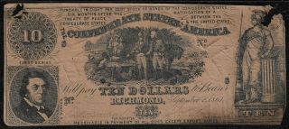 1861 $10 First Series Confederate States Of America Note S/h After 1stitem