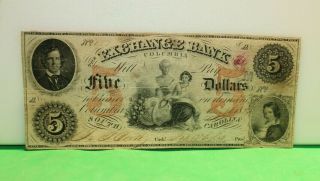 1854 $5 State Bank South Carolina,  Columbia,  Obsolete,  Note Exchange Bank