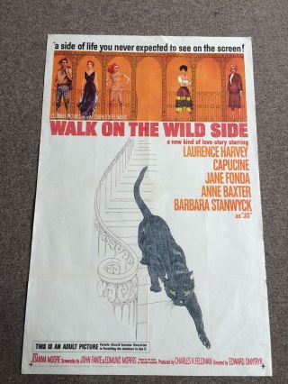 Walk On The Wild Side 1962 Movie Poster Barbara Stanwyck Jane Fonda
