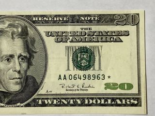 1996 Us $20 Dollar Aa Bill Printing Error In (united) ⭐️note Crisp Note