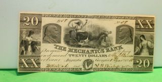 $20 1864 Augusta Georgia Ga Obsolete Currency Bank Note Bill Mechanics Bank 58