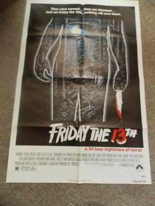 Friday The 13th (1980) Kevin Bacon One Sheet Poster 27 " By41 "