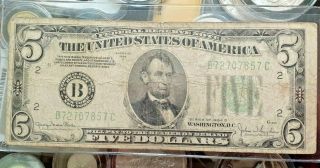 1934 - D $5 Five Dollar Federal Reserve Note,  Kansas City Green Seal