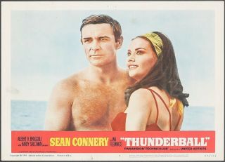 Thunderball Lobby Card 2 James Bond/007 Sean Connery & Sexy Claudine Auger
