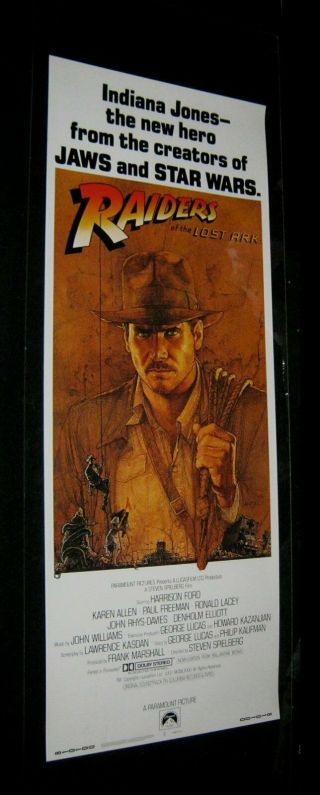 Indiana Jones Raiders Of The Lost Ark 14 " X 36 " Insert Poster Rolled