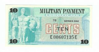 Military Payment Certificate - 10 Cents,  Series 692.  Unc