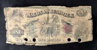 Macon & Brunswick Rail Road Company - 1 Dollar Bill
