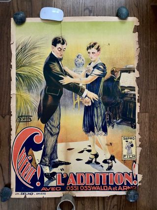 Ossi Oswalda Teaches Sig Arno How To Dance Belgian Silent Film Poster Art