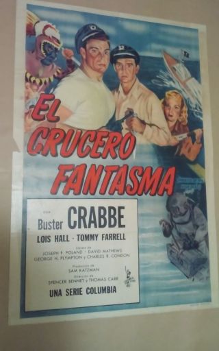 Cb1 Pirates Of The High Seas B.  Crabbe Movie Poster Argentina 1950