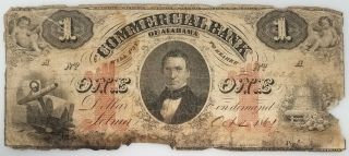 1861 One Dollar Paper Note From The Commercial Bank Of Selma,  Alabama