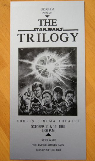 Us George Lucas Star Wars Trilogy 1985 Norris Cinema Theater Movie Ticket
