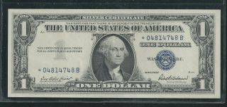 1957 $1 Silver Certificate Fr.  1619 (star Note) Crisp Uncirculated Gem