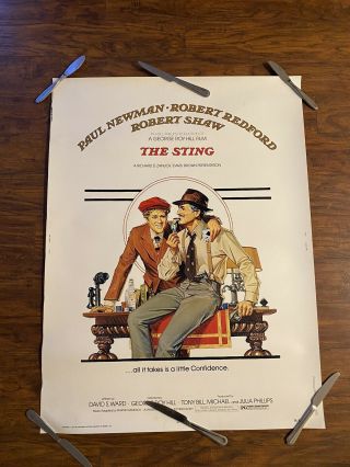 1974 The Sting Movie Poster 30x40 Rare Size Robert Redford Not 27x41