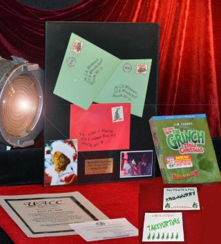 How Grinch Stole Christmas Jim Carrey Prop Mail,  Frame,  Signed Pp,  Dvd,  Uacc