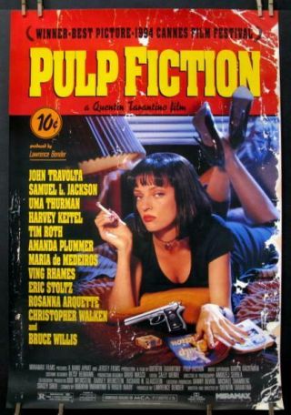 Quentin Tarantino Pulp Fiction - 1994 Movie Poster - Rolled 27” X 40”