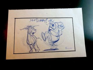 Mike Ploog Concept Art From " Shrek " Donkey And Shrek Get At Each Other