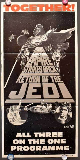 Star Wars Trilogy 1983 Australian Cinema Daybill Movie Poster Rare