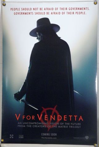V For Vendetta Ds Rolled Orig 1sh Movie Poster Natalie Portman Hugo Weaving 2005