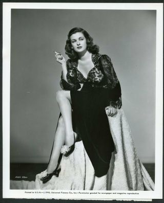 Joan Bennett In Black Lace Leggy Pin - Up Vtg 1945 Photo " Scarlet Street "