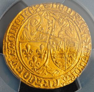 1453,  Lancaster,  Henry Vi.  Rare Anglo - Gallic Gold " Salut " Ecu Coin.  Pcgs Ms - 62
