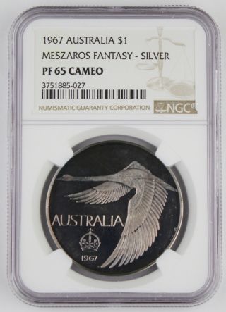 Australia 1967 $1 Pattern Silver Proof Coin X - M2 Meszaros Ngc Pf65 Cameo,  Box