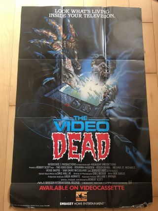 The Video Dead 26” X 40” Embassy Video Promo Poster•vhs•horror•