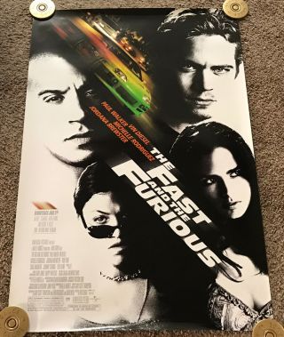 2001 Fast & The Furious Movie Poster,  Rolled,  Ss,  27x40