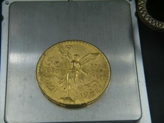 Gold Coin Mexico Cincuenta Pesos 1947 37.  5 Grams Pure Gold - Uncirculated