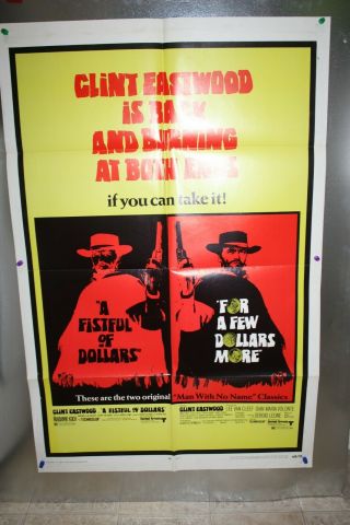 Fistful Of Dollars / Few Dollars More Combo.  1969 1 Sheet Poster 27x41