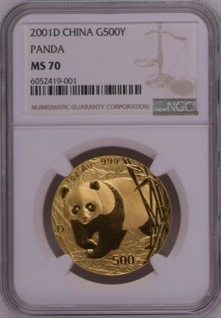 Ngc Ms70 2001d China Panda 1oz Gold Coin
