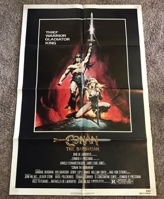 1982 Conan The Barbarian Movie Poster,  Folded,  27x41