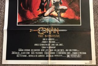 1982 CONAN THE BARBARIAN Movie Poster,  Folded,  27x41 2
