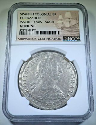 Ngc 1773 El Cazador Shipwreck 8 Reales 1700s Silver Dollar Pirate Treasure Coin
