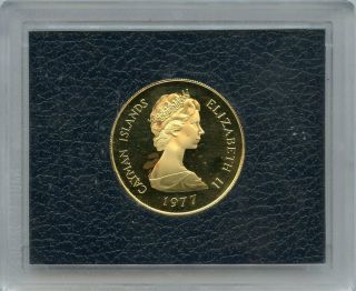 1977 Cayman Islands 100 Dollars " The Queens Silver Jubilee " Gold Coin.  500 Gold