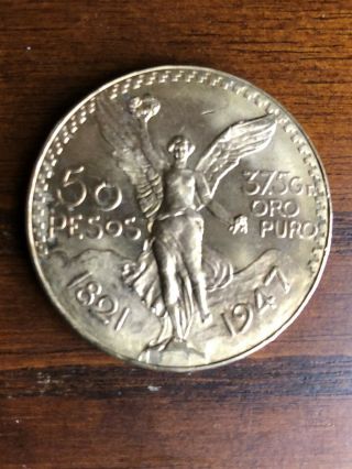 1947 Mexico 50 Pesos 37.  5 Grams Gold Coin Au