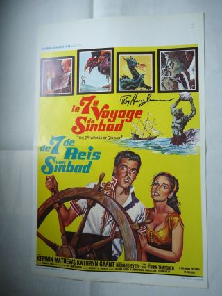 The 7th Voyage Of Sinbad/uc6/ Belgian Poster Signed By Ray Harryhausen
