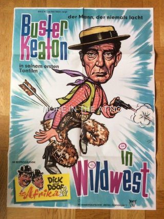 Silent Comedian Buster Keaton Laurel And Hardy Go West Film Poster