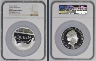 2020 Uk Music Legends Queen 5oz Silver Pf69 Ultra Cameo Inc.  All Packaging