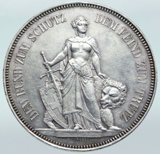 1885 Switzerland Canton Of Bern Shooting Festival Swiss Silver 5 Fr Coin I87252