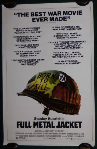 Full Metal Jacket 1987 Rolled 1 Sheet Movie Poster Stanley Kubrick