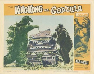 " King Kong Vs Godzilla " - Lobby Card - Horror - 4 - Monsters At Pagoda