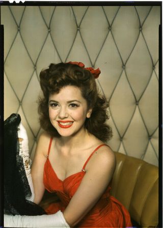 Ann Rutherford Stunning Red Dress Vivid Color 5x7 Transparency 1940 