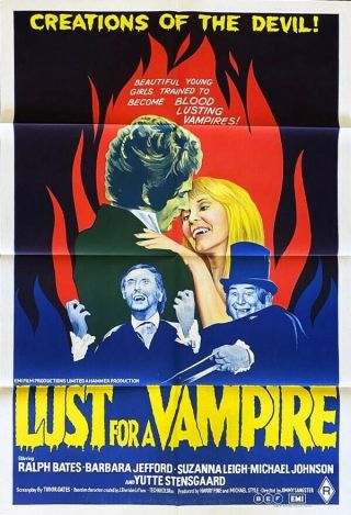 Lust For A Vampire Yutte Stensgaard Hammer Horror Movie Poster 27x40