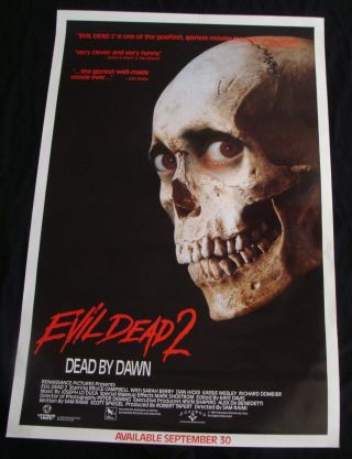 Evil Dead 2 Dead By Dawn Movie Poster Bruce Campbell Sam Raimi Video