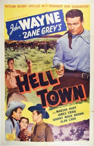 1937 Paramount Pictures Film Poster Hell Town John Wayne - Cr - 12